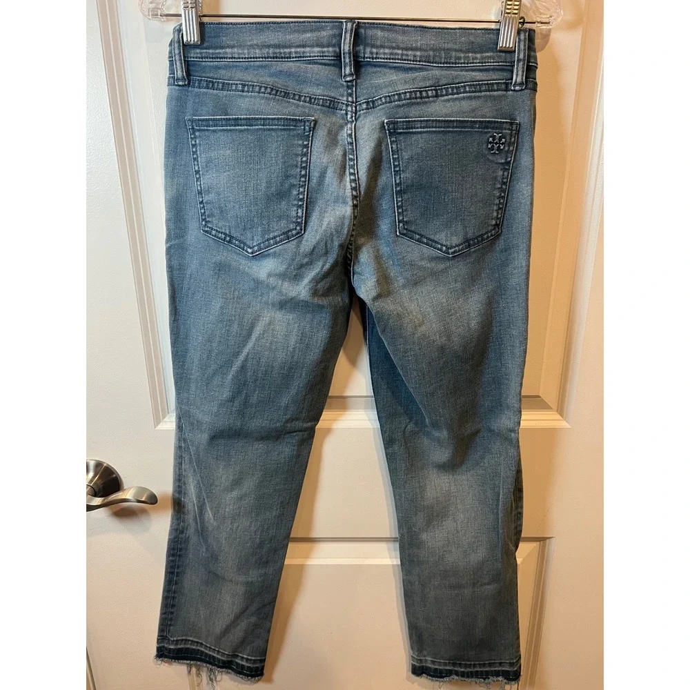 Tory Burch Womens Jeans Frayed Released Hem Blue 27